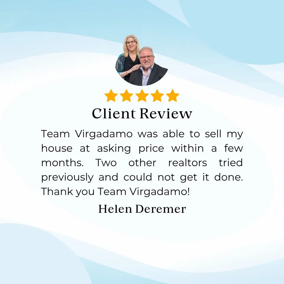 Five-star client review from Helen Deremer: Team Virgadamo sold her house at asking price after two other realtors could not
