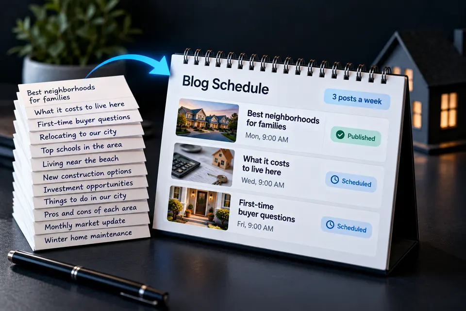How to Schedule Real Estate Blogs Automatically: Blog Schedule, 3 posts a week